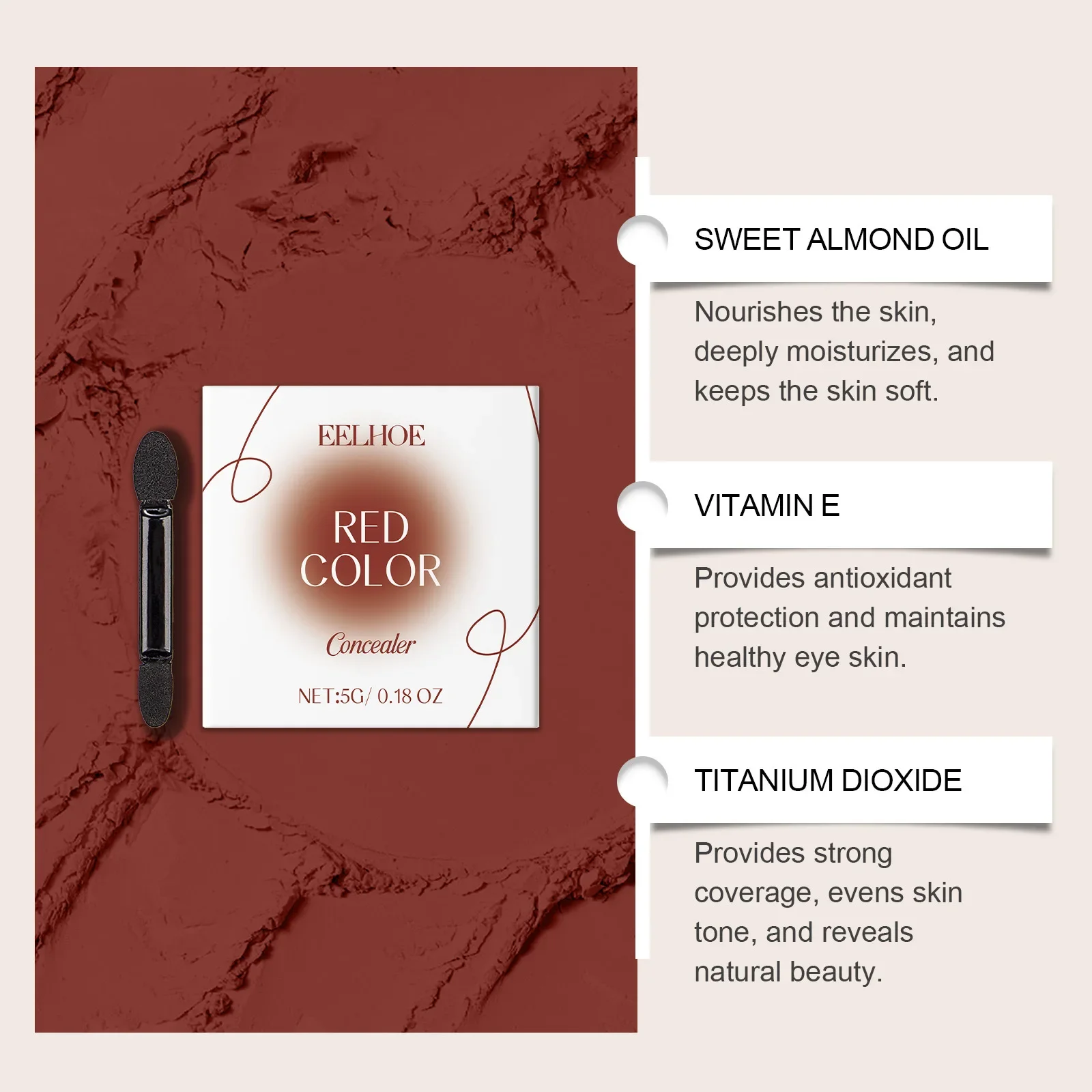 EELHOE コンシーラー カラークレイ 軽量 非発色性 肌に優しい 自然に肌の傷をカバー 目の下の矯正を輝かせる