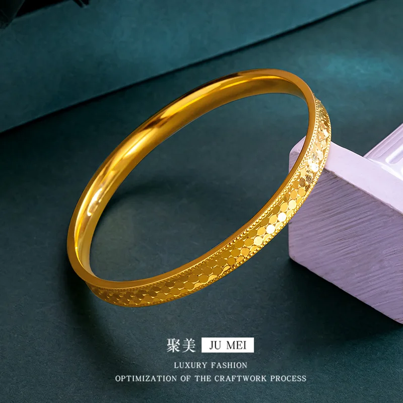 سوار فاخر من الذهب الخالص عيار 24 قيراط عيار 9999 مصنوع من الذهب الخالص ومقياس التنين السميك المتلألئ