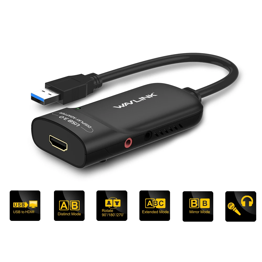 Wavlink USB 3.0 to HDMI Video Display Graphic Adapter Super Speed 5Gbps Data Transfer Rates Supports Windows 10/8/7/XP Laptops