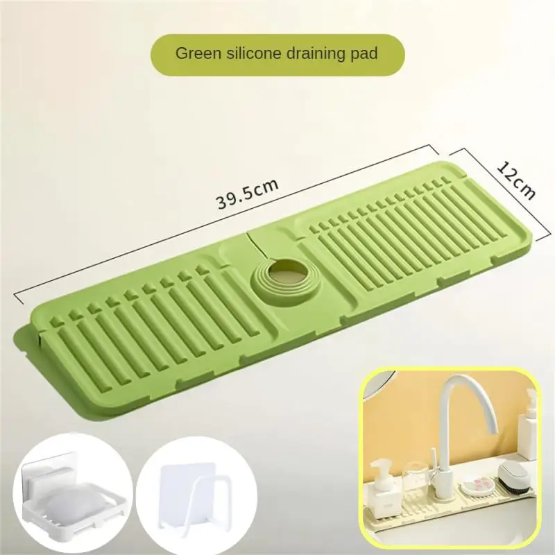 

Silicone Faucet Drain Mat Countertop Storage Rack Foldable Splash-proof Sink Mat Kitchen Bathroom Faucet Drain Mat