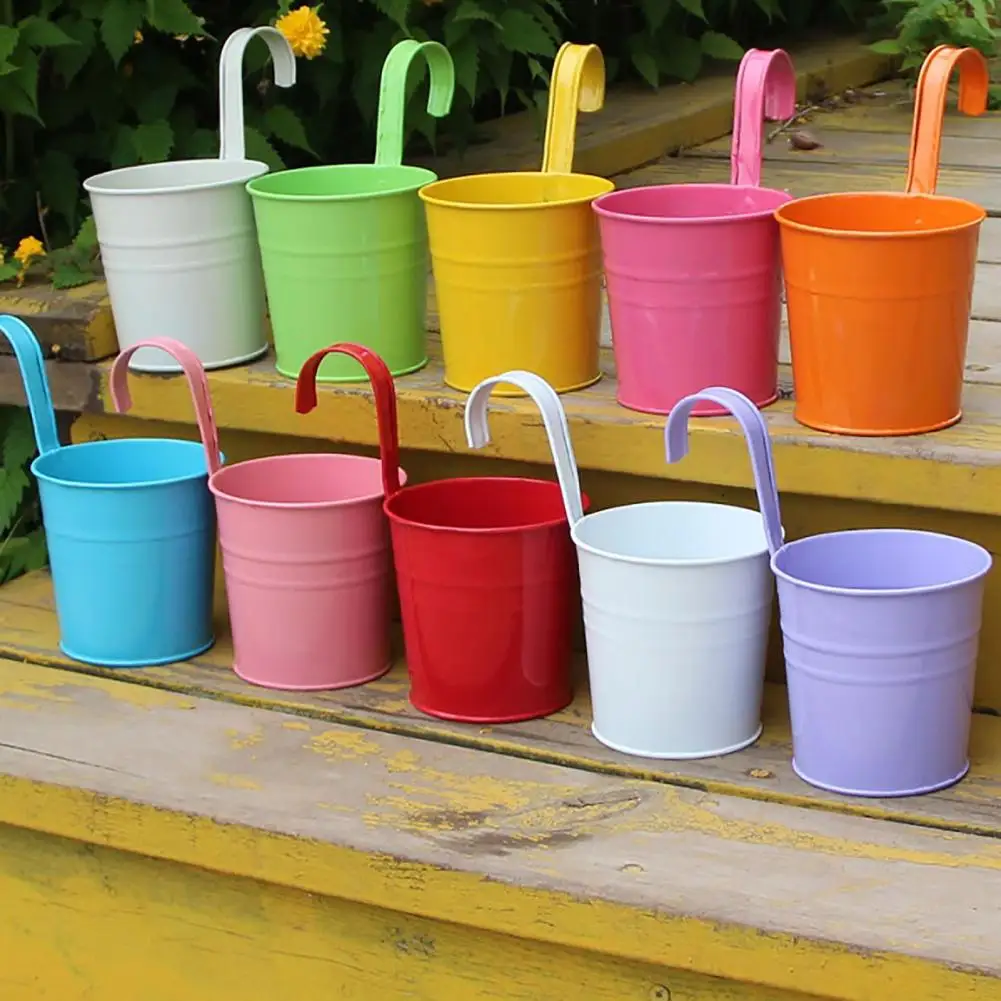 Hanging Flowerpot Metal Garden Yard Wall Hanging Flower Pot with Hanger Detachable Long Lasting Flower Basket for Patio