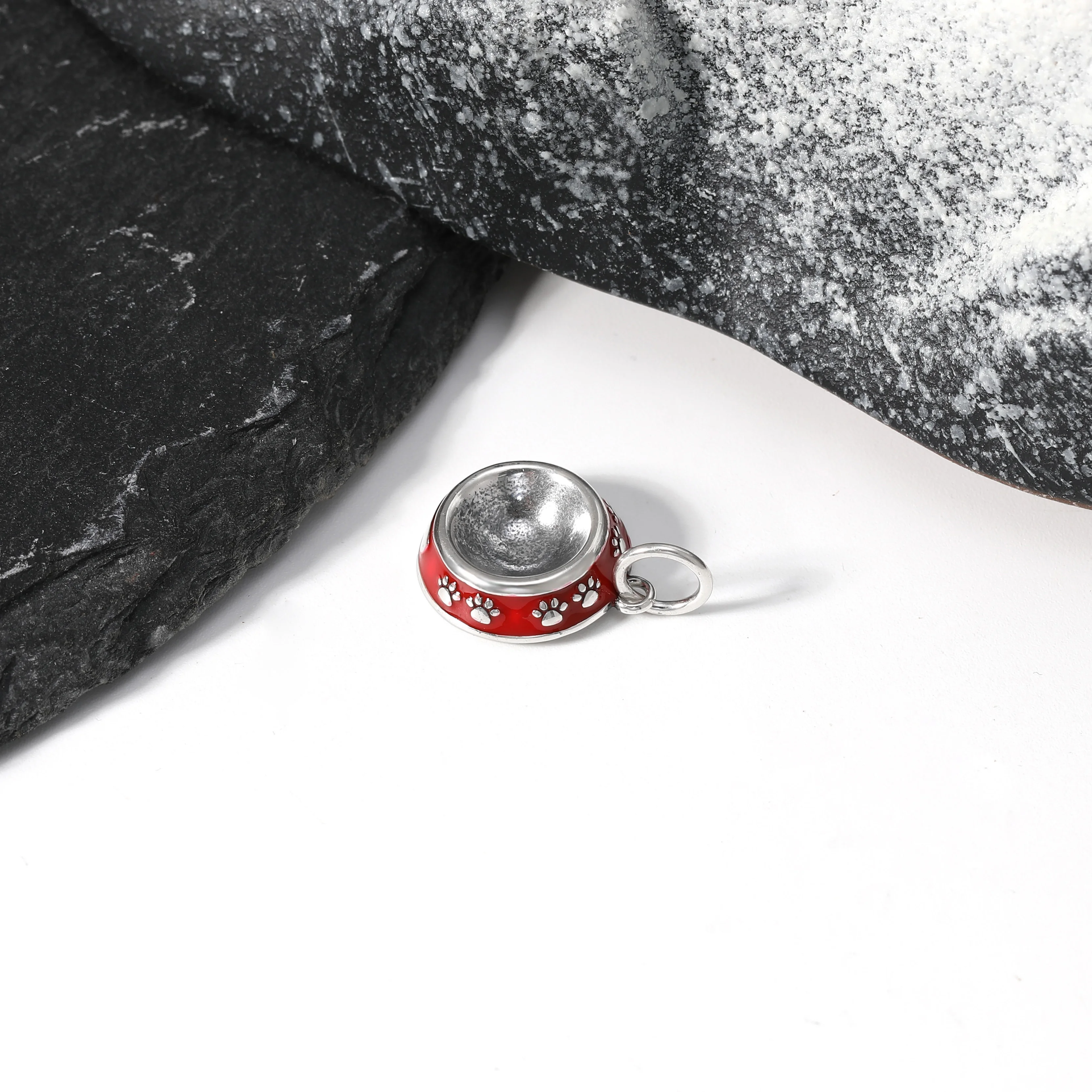 

DJ414 genuine 925 sterling silver fashionable and exquisite Enamel Pet Bowl Charm pendant silver jewelry
