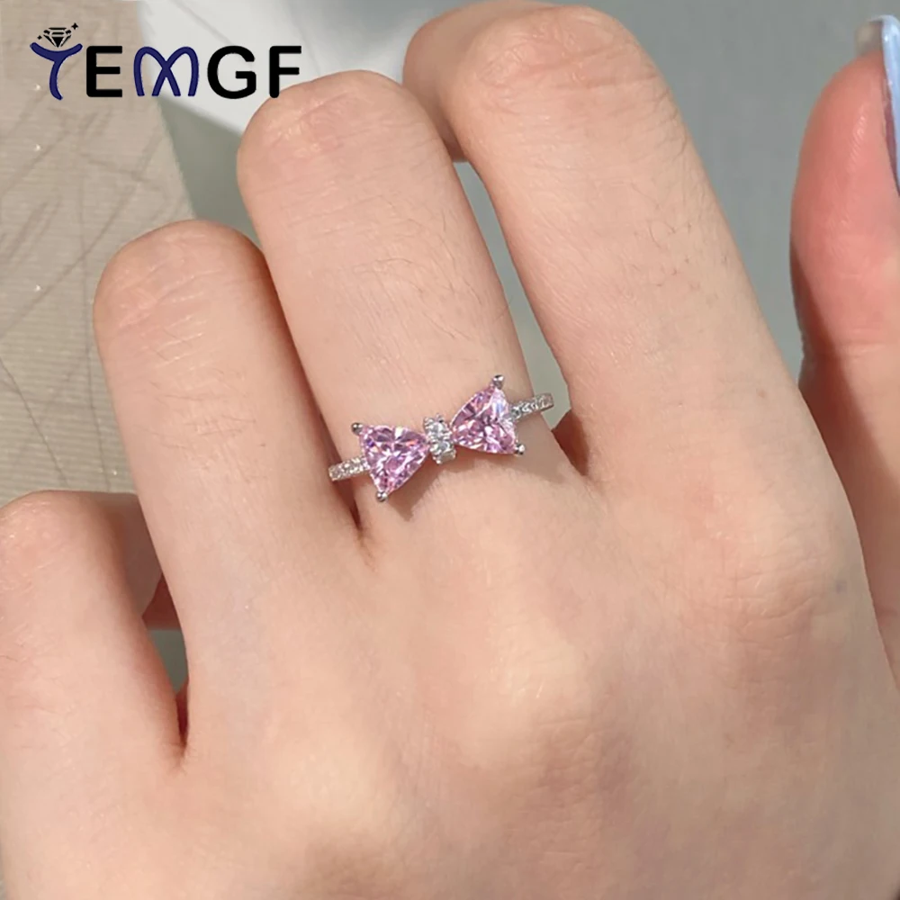 

TEMGF Full 5A Zircon Ring 925 Sterling Sliver Bowknot Design for Women Sparkling Fine Jewelry Party Fashion Item Birthday Gifts