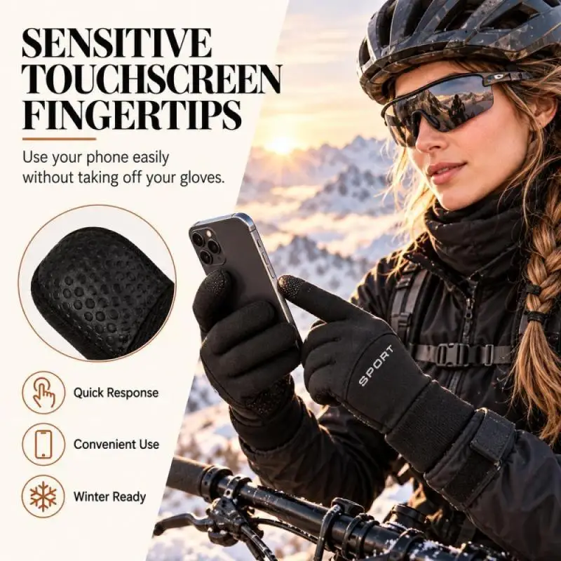 Thermal Fleece Sports Gloves Touch Screen Winter Gloves for Cycling Hiking Daily Commuting