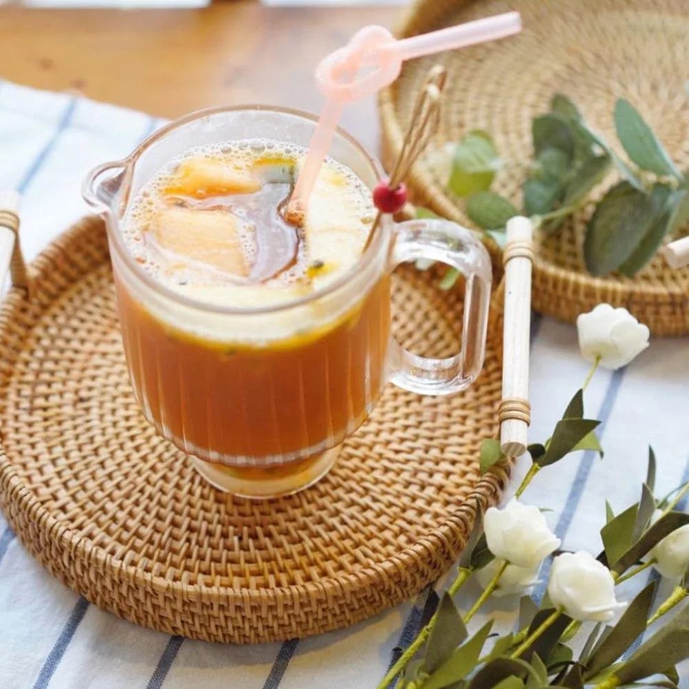 

1Pcs Rattan Woven Storage Plate Bread Fruit Basket Large Capacity Non-Slip Handle Eco-Friendly Kitchen Living Room Tray