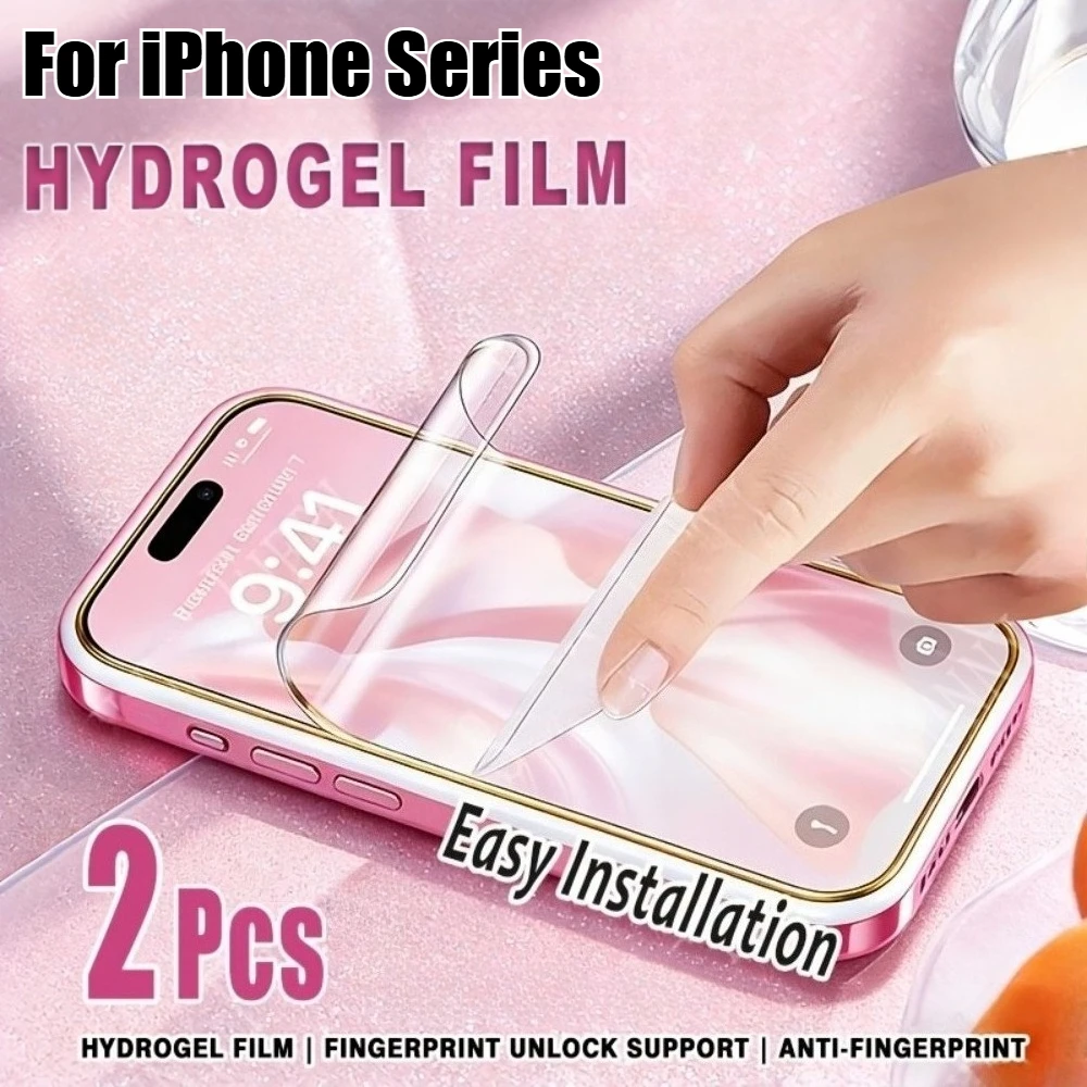 

2Pcs Ultra Clear Hydrogel Film for iPhone 17 16 15 14 Pro Max Air 16 15 14 Plus 13 12 11 Pro Mini Anti-Scratch Screen Protector