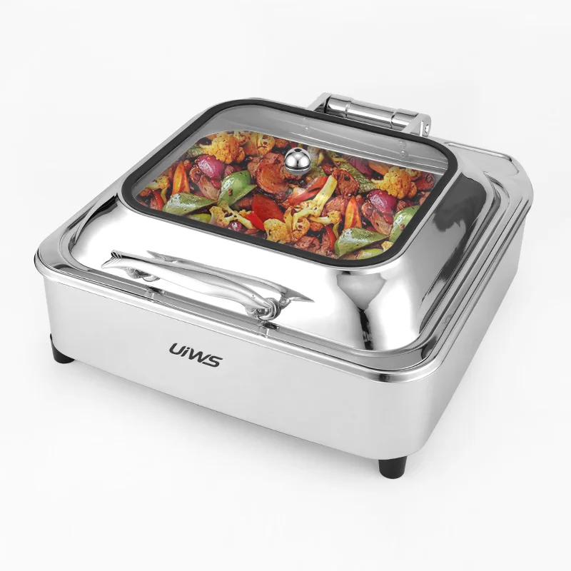Hochwertiger Chafing Dish aus Edelstahl, elektrische Heizung, Buffet- und Speisenwärmer, 6 l Buffetkocher