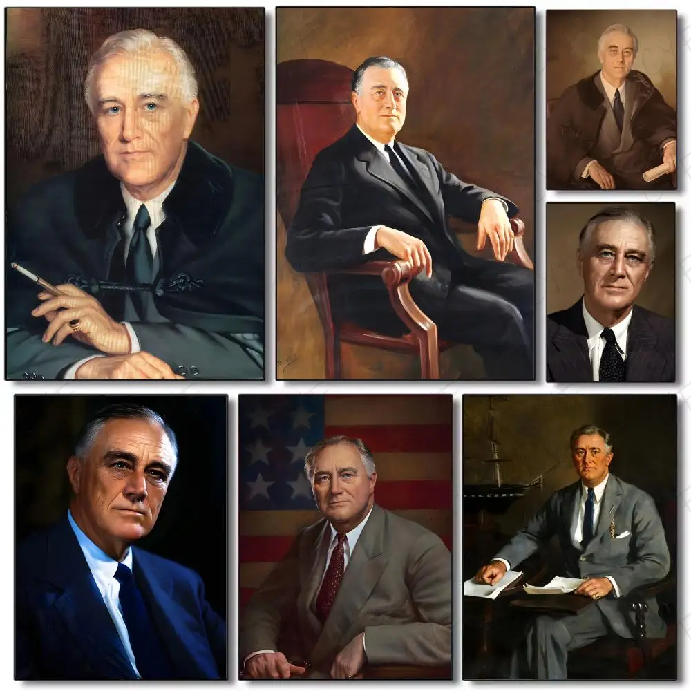 Historic Figure F-Franklin Delano Roosevelt Poster Painting Wall Art Mural for Living Room Home Decor and Gifts