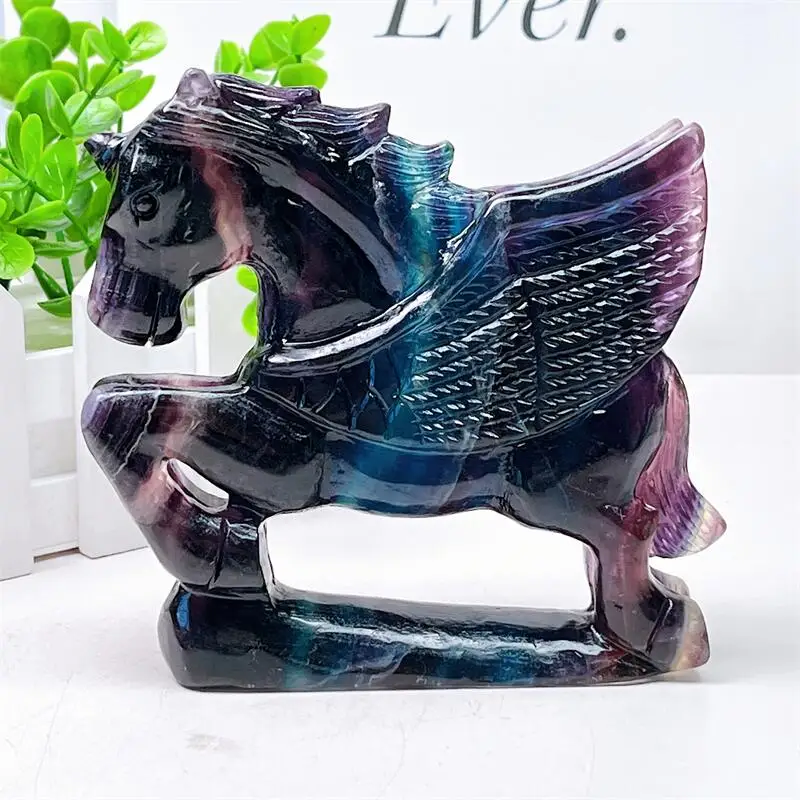 

Natural Fluorite Unicorn Crystal Carving Animal Statue Healing Crafts As Gifts Or Used For Decoration Of Domestic Rooms