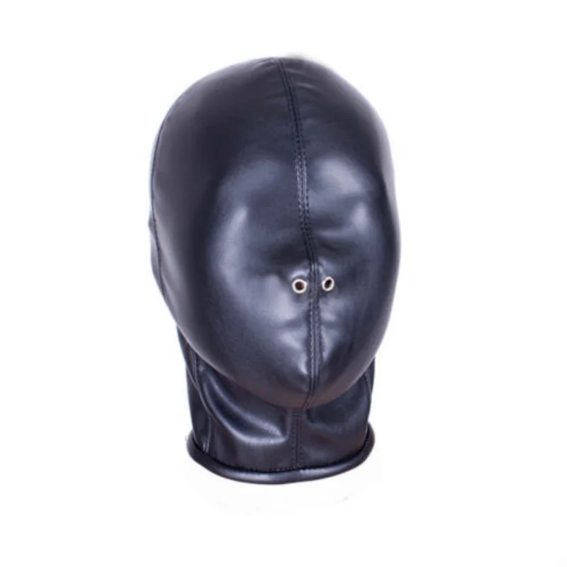 BDSM Bondage Headgear Soft Adjustable PU Leather Head Hood Closed Mask Open Nose Hole  Erotic Sex Toys Slave Roleplay