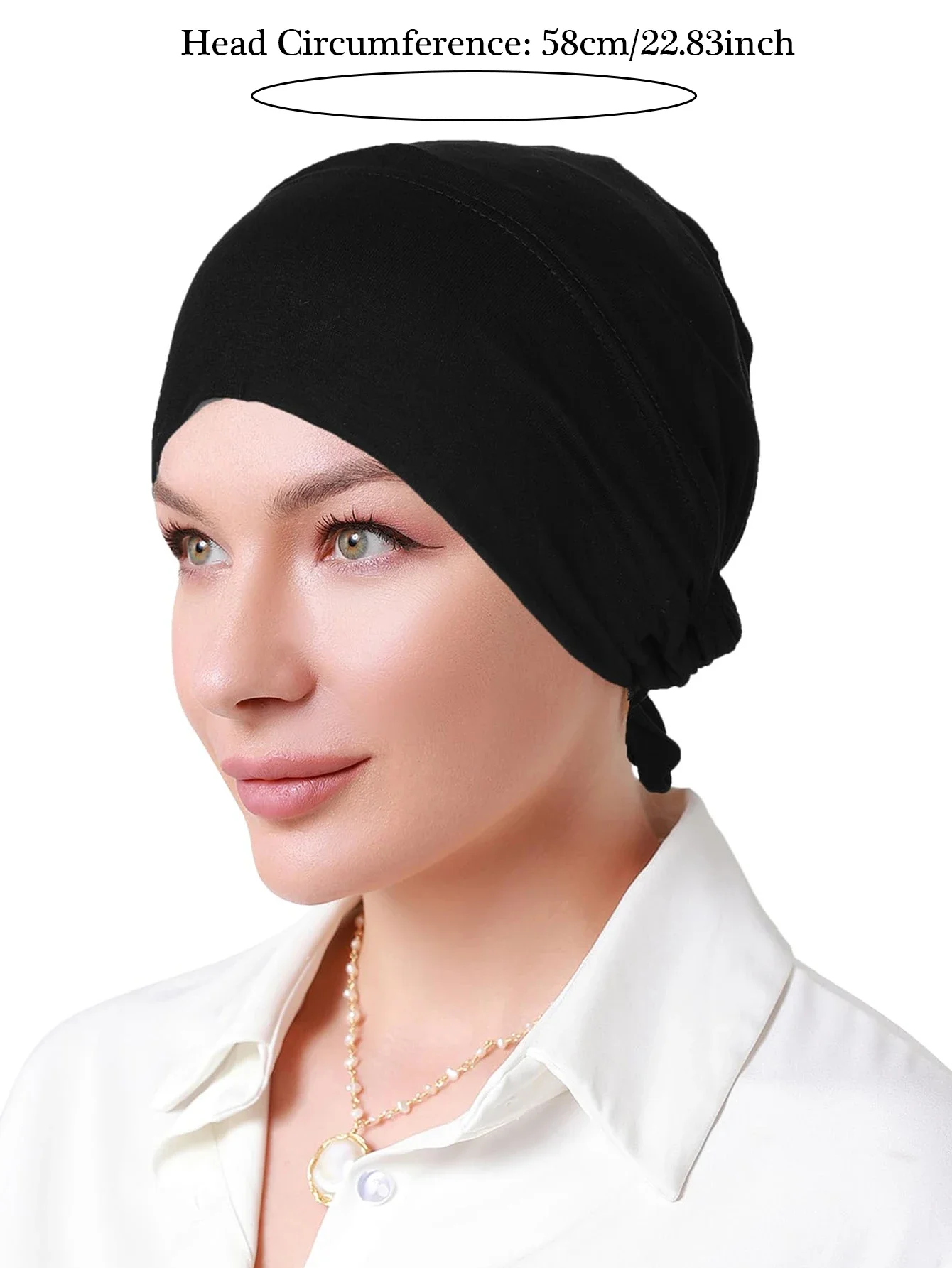 Bonnet Hijab en Satin Modal Double couche, Turban musulman, Bandana, sous-capuchon islamique avec cravate, Hijabs instantanés pour femmes, foulards turcs