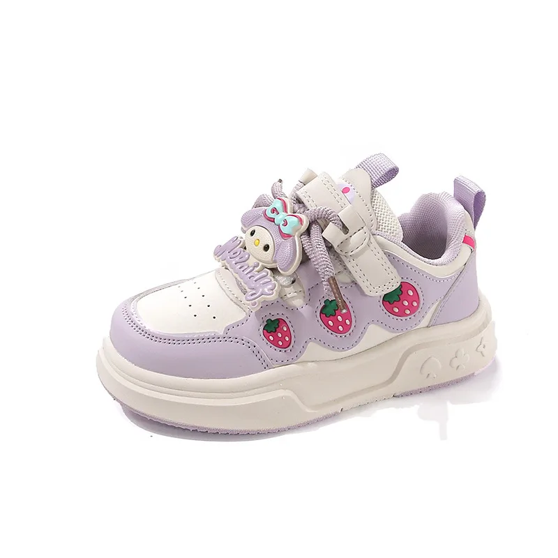 サンリオ女の子のファッションカジュアルスポーツシューズ漫画メロディープリント子供トレンドボードシューズビッグキッズアンチスリップリトルホワイトシューズ