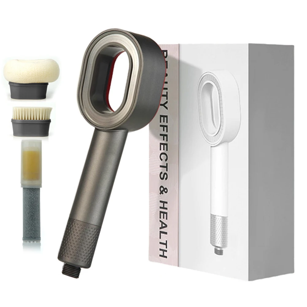 Filtered Handheld Shower Head High Pressure Water Saving Carbon Fiber Chlorine Removal Hard Water Beauty Bathroom Accessory