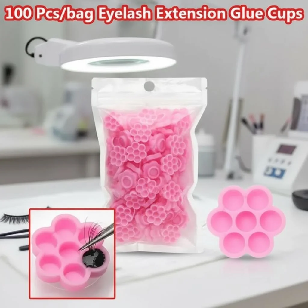 

100 шт. контейнеров для клея для наращивания ресниц в форме цветка, держатель для тату-клея для профессионального использования