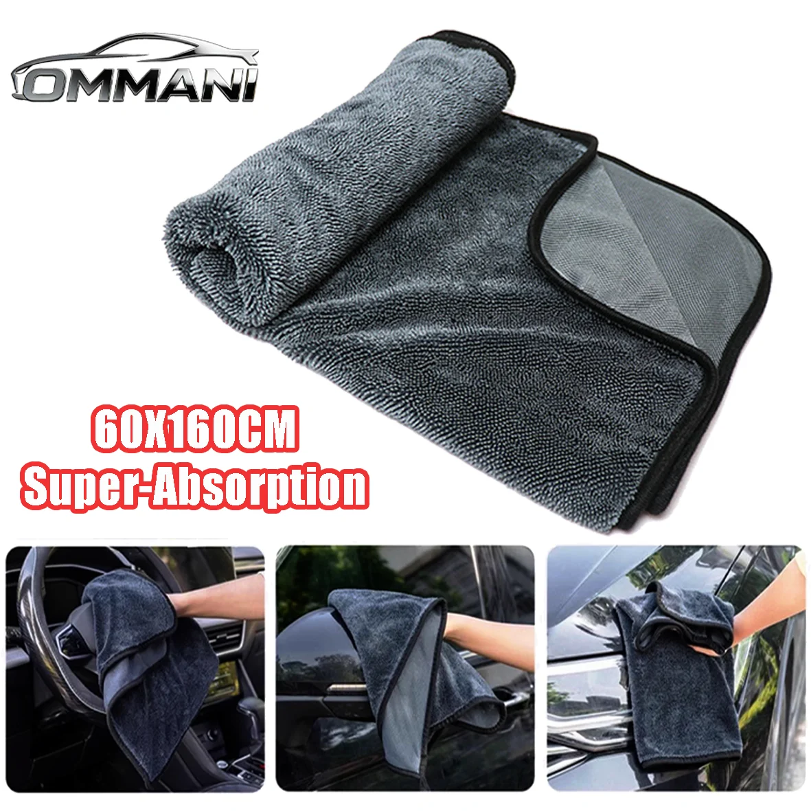 Toalha de Microfibra Profissional para Carro, Pano de Limpeza Automotiva Super Absorvente, Toalha Grossa para Limpeza de Janelas de Carro