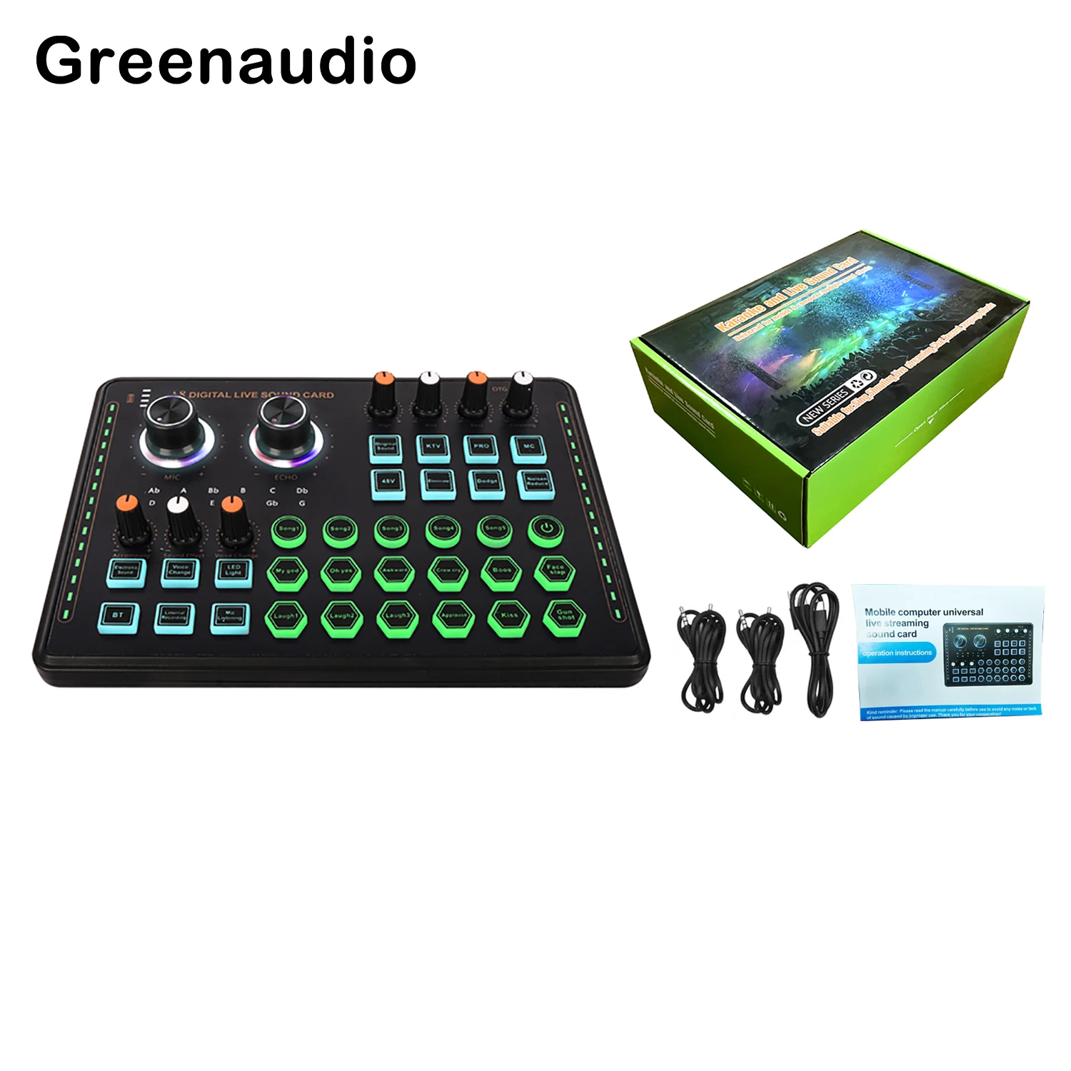GAX-A8 Digital Live Sound Card Supports 48V Live Audio USB External Computer Mobile Phone Singing Recording Soundcard Mini Mixer
