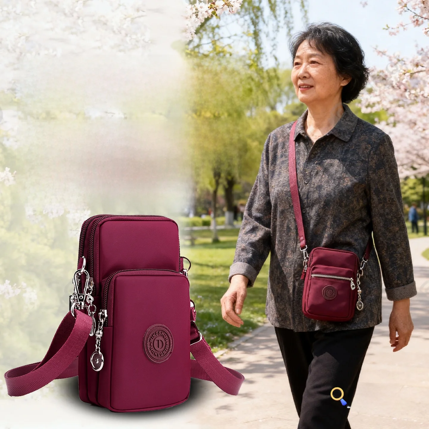 

2026 New Oxford Fabric Mobile Phone Bag Women's Crossbody Small Bag Mom's Vertical Walking Change Handbag Unisex