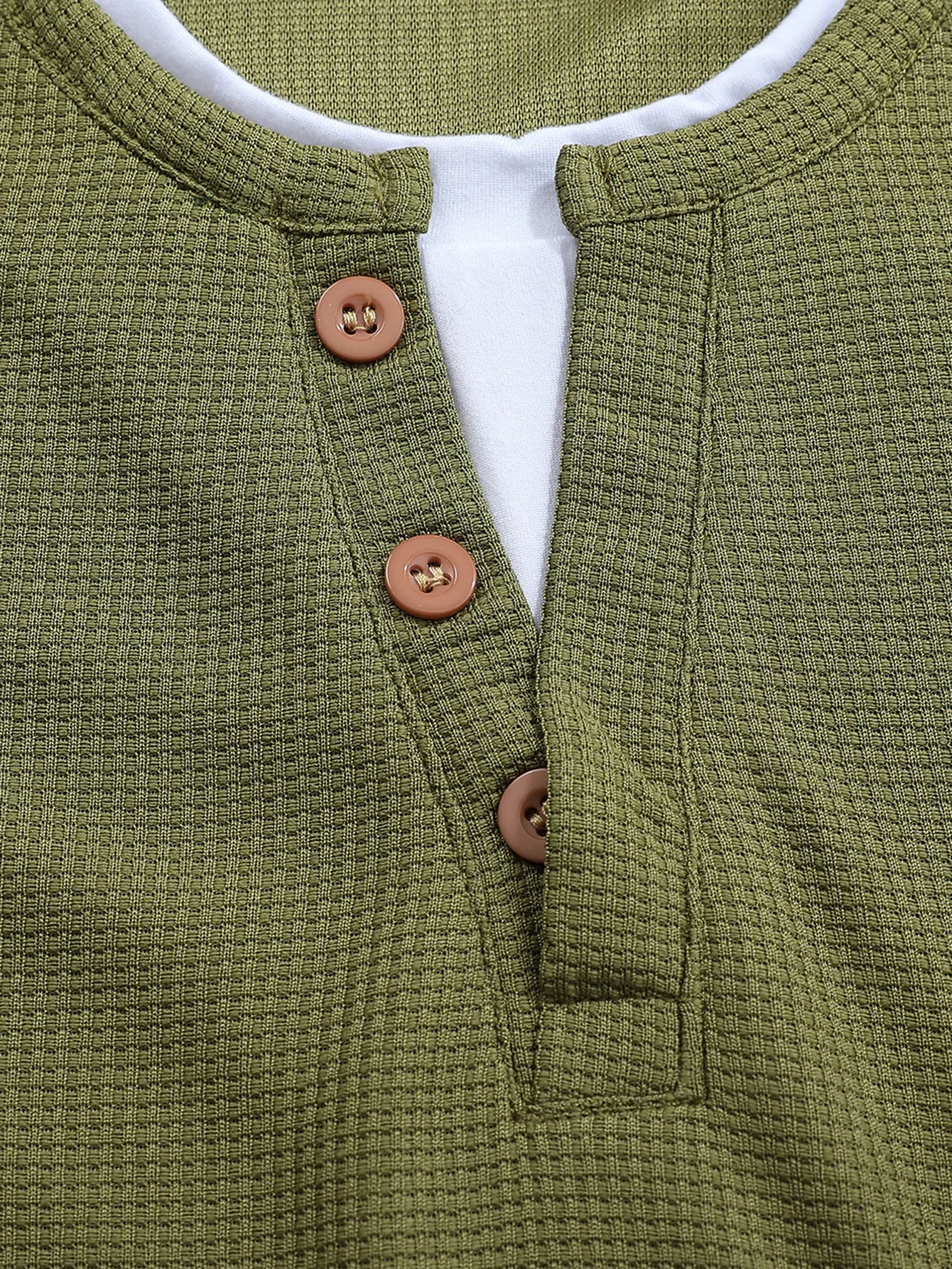 Men's Layered-Look Waffle Henley Shirt — product detail 7