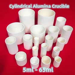Cylindrical Alumina Crucible 5ml - 65ml Alumina Ceramic Crucible Cylinder Shaped Al2O3 99% Purity Corundum Smelting Crucible