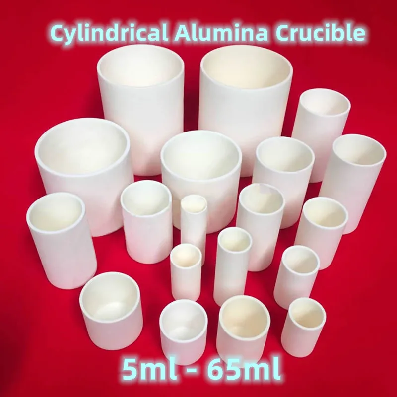 Cylindrical Alumina Crucible 5ml - 65ml Alumina Ceramic Crucible Cylinder Shaped Al2O3 99% Purity Corundum Smelting Crucible