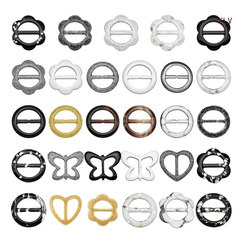 DIY Flower Belt Buckle Elegant Neckerchief Clasp Clothes Wrap Fasten Holder Unique Resin Belt Buckle for Decoration