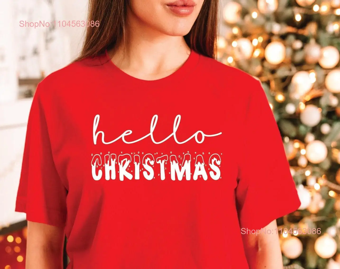 

Футболка «Привет Рождество» с забавным Рождеством для мамы, папы, новогодней с длинными или короткими рукавами