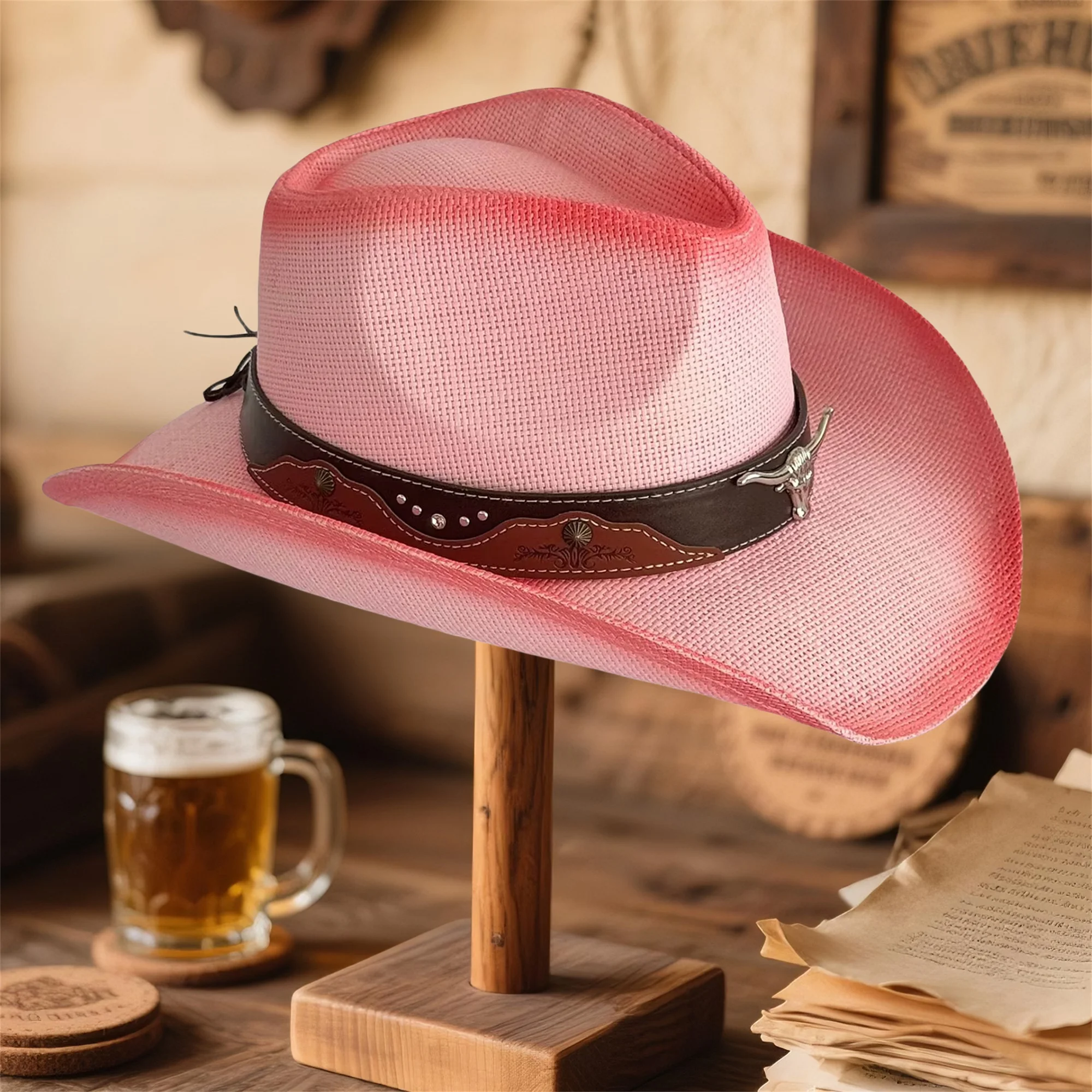 

Stylish Rodeo Cowboy Hat with Bull Head Design for Sun Protection and Fashionable Western Wear for Women and Men