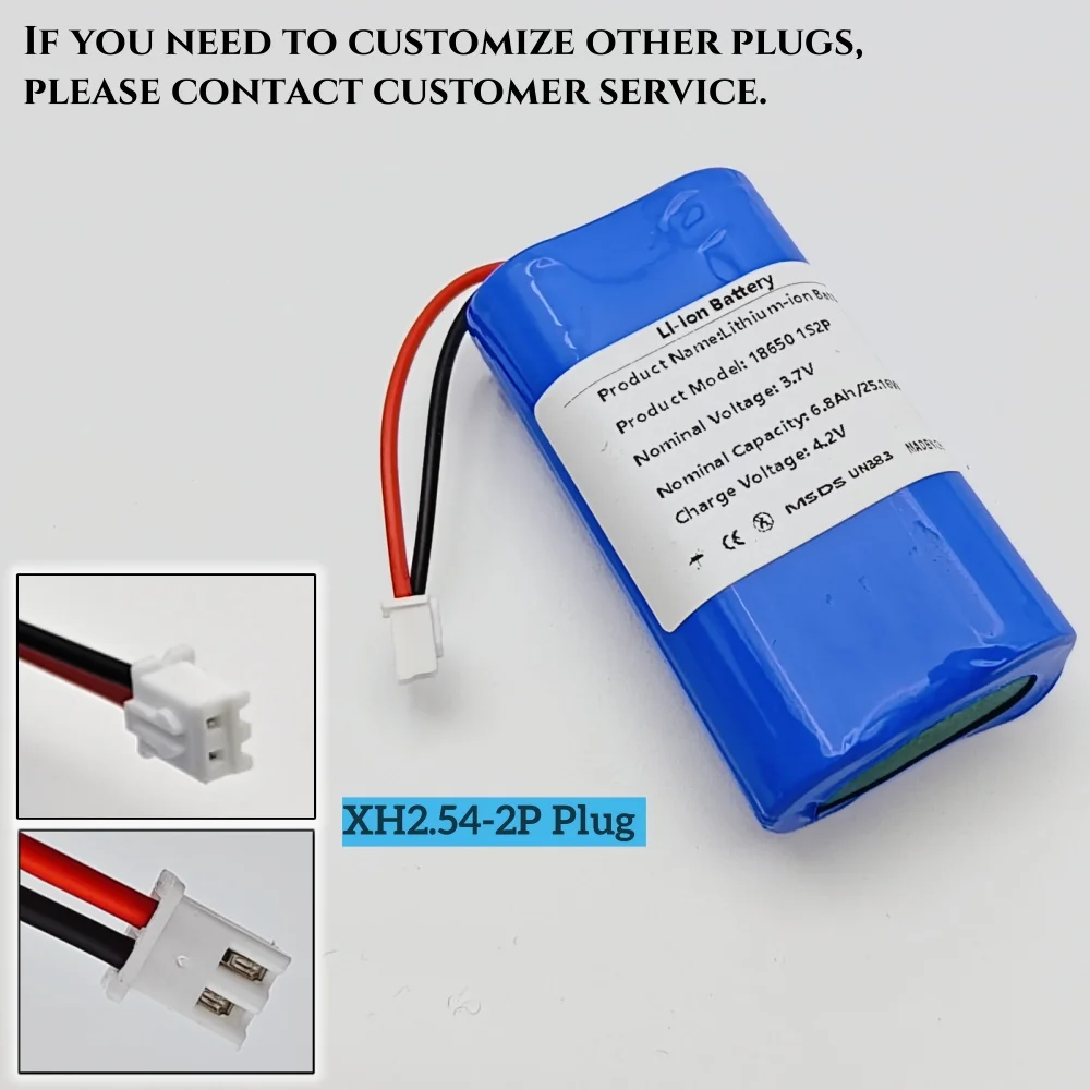 بطارية ليثيوم أيون 3.7 فولت 6800 مللي أمبير في الساعة 18650 مع لوحة حماية مدمجة للبطارية مع قابس PCB XH 2.54 2P