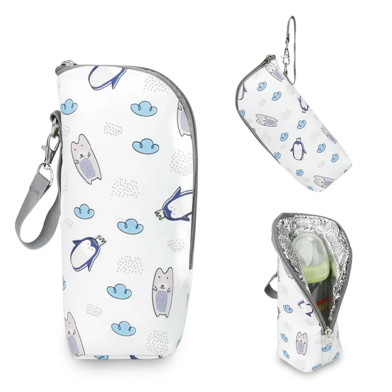 Baby Products Cartoon Printed Convenient Bottle Bag Simple and Lightweight Outdoor Insulated Water Bottle Bag Bottle Accessories