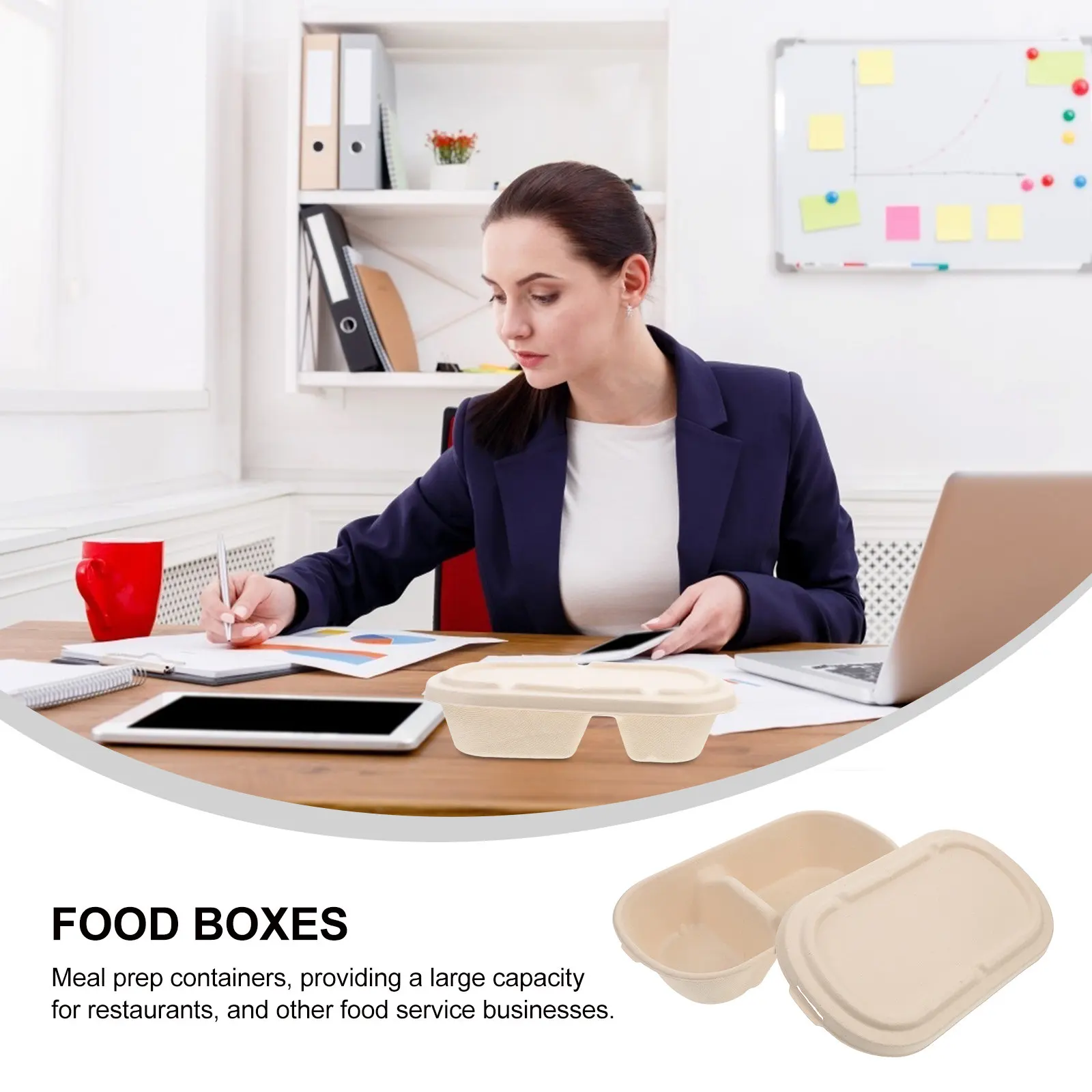 25Sets Pulp Disposable Meal Prep Containers Food Boxes with Lid Takeout Food Container Meal Prep Containers Disposable Box