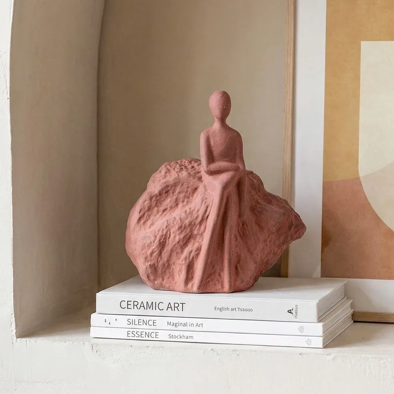 Ceramics Abstract Sitting Girl Sculpture Ornaments Living Room Entrance Wine Cabinet Desktop Furnishings Crafts Birthday Gifts