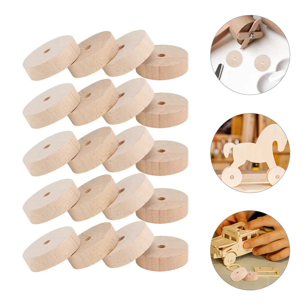 

20Pcs Miniature Wood Wheels Small Wooden Wheels for Crafting Painting Home Decor Kids Creative Learning DIY Art Projects Craft