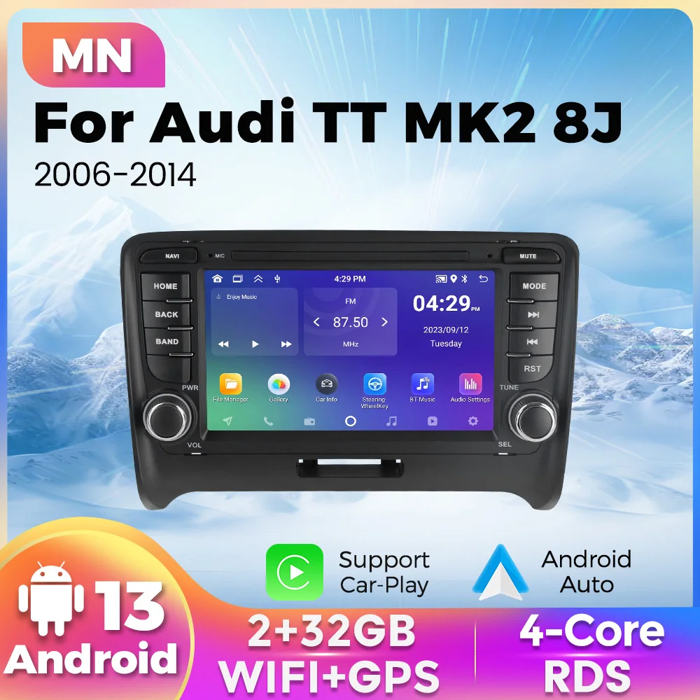 

MEKEDE Android13 Car Radio for Audi TT MK2 8J 2006-2014 Multimedia Player Wireless CarPlay WIFI navigation GPS BT plug-and-play