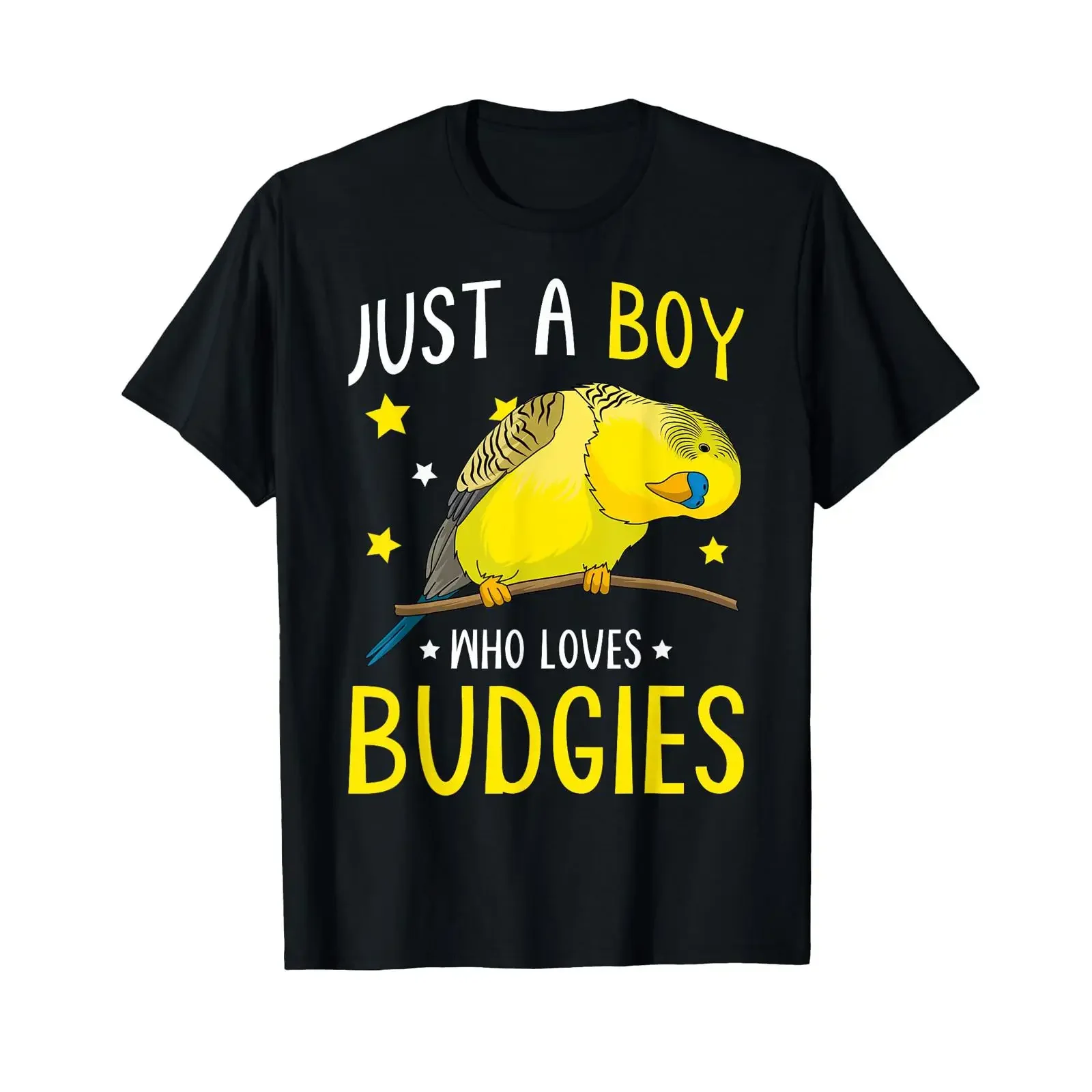 Just A Boy Who Loves Budgies Parakeet Budgerigar Boys T Shirt vintage Washed Stylish Soft Breathable homme Stretched graphic