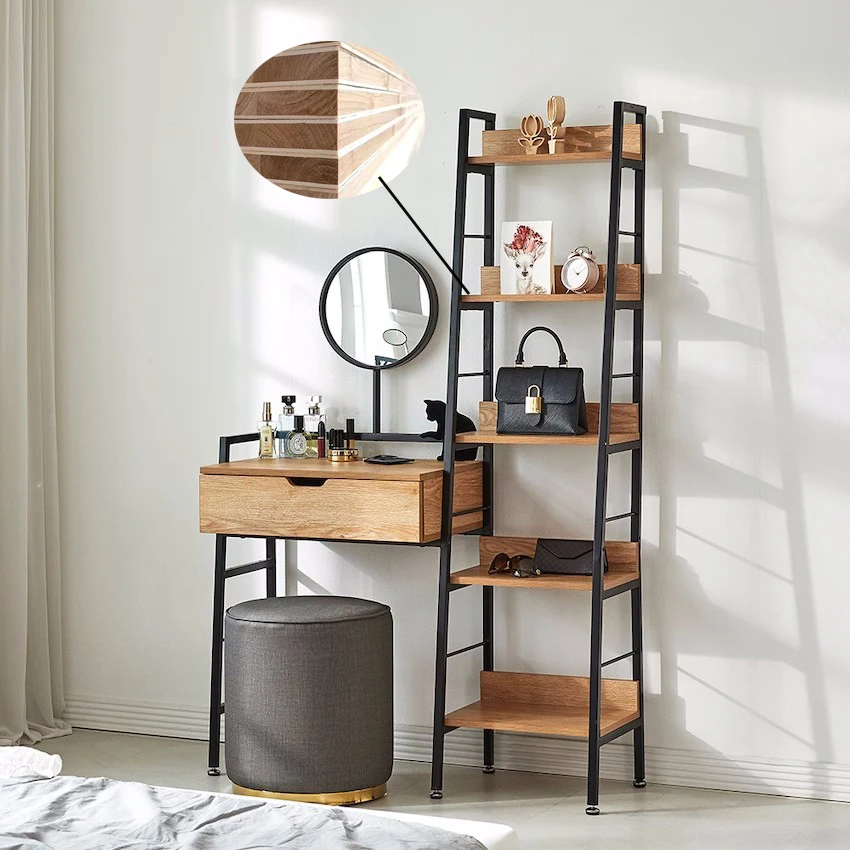 

small apartment bookshelf dresser combination with mirror dresser ins style retro wrought iron solid wood makeup table