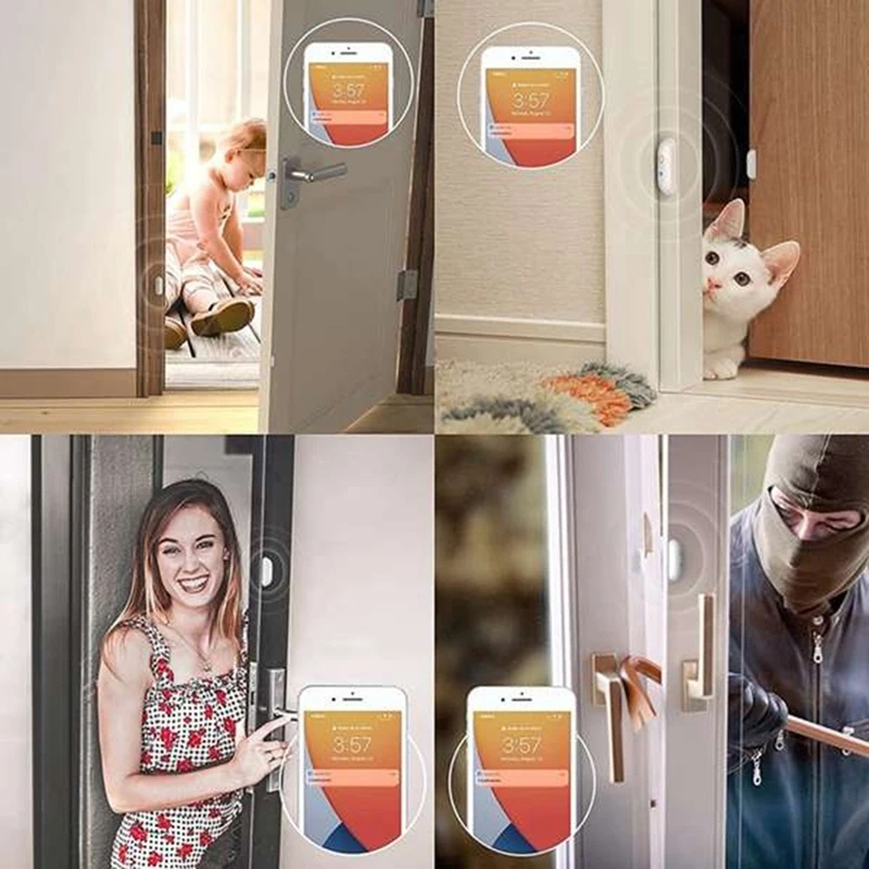 스마트 문짝 센서 와이파이 무선 윈도우 센서, 실시간 메시지 알림, 알렉사 구글 어시스턴트 호환