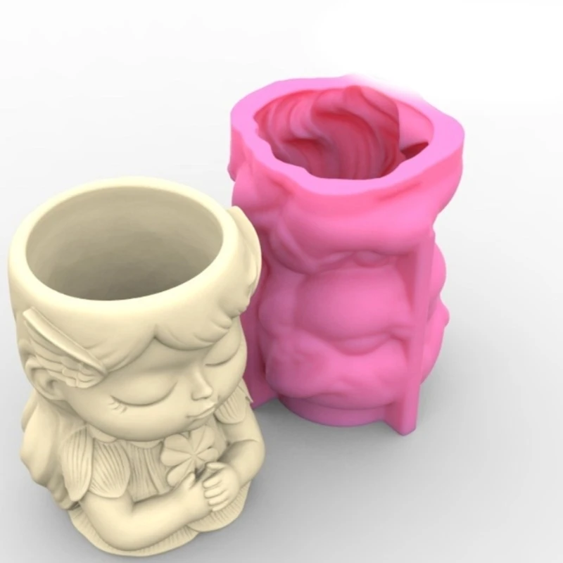 Elf Girl Pen Holder Flower Pots Silicone Molds Epoxy Resin Mold Succulent Planter 97QE