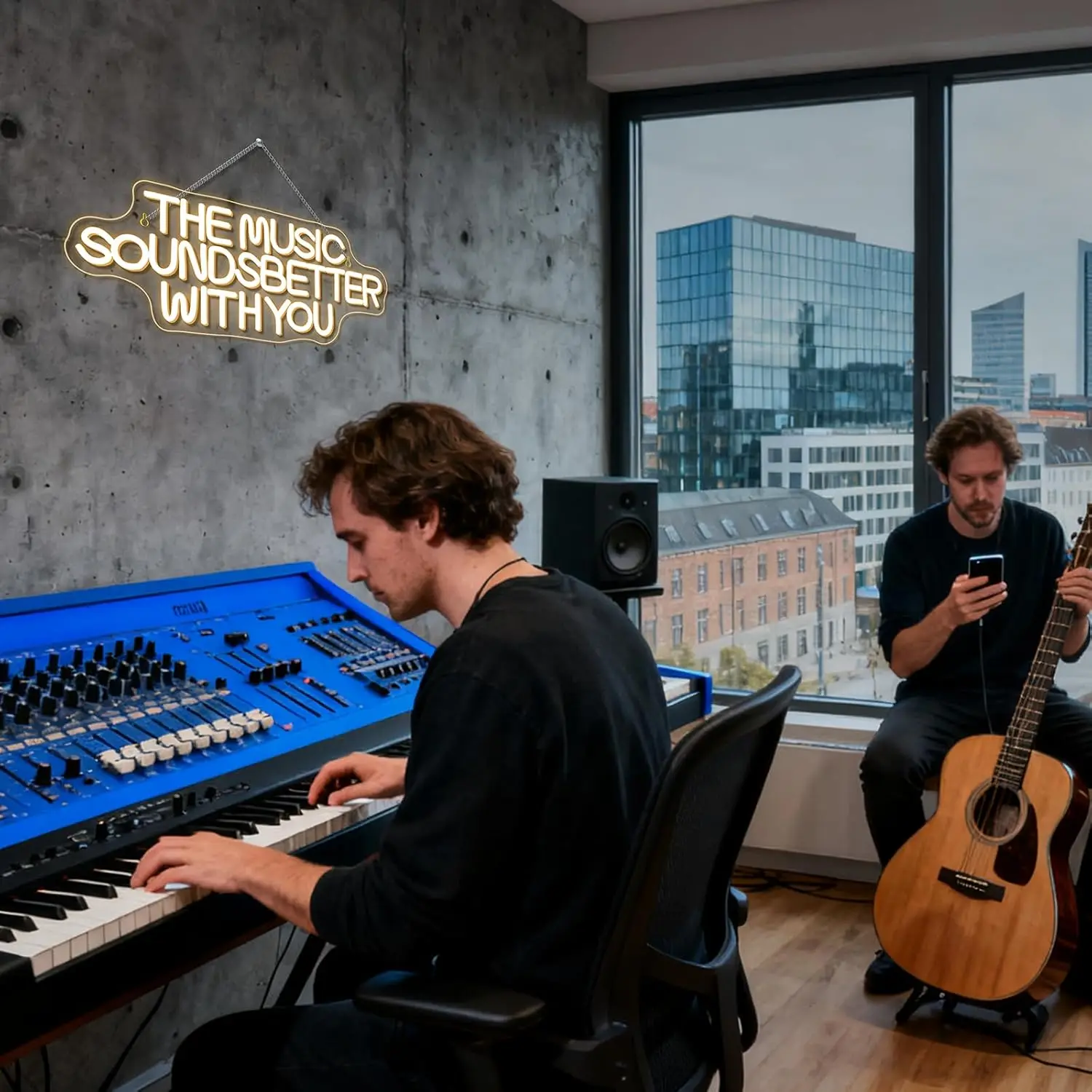 La musique sonne mieux avec vous enseigne au néon USB Dimmable LED enseigne au néon pour boisson Bar homme grotte chambre fête décoration murale