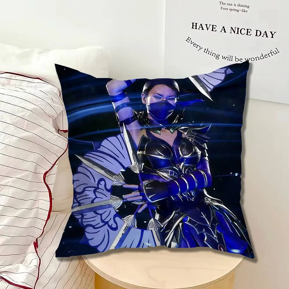 Kitana Johnny Cage Mortal Kombat Pillow case Organic Linen Pillow Case Double-Sided Print Cushion Cover for Sofa Home Decor Gift