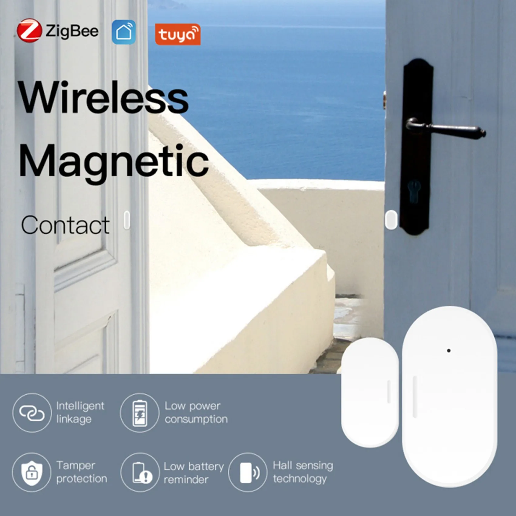 2X Tuya Zigbee Door And Window Sensor Smart Home Automation Security Smartlife APP Alarm Remote Real-Time Push