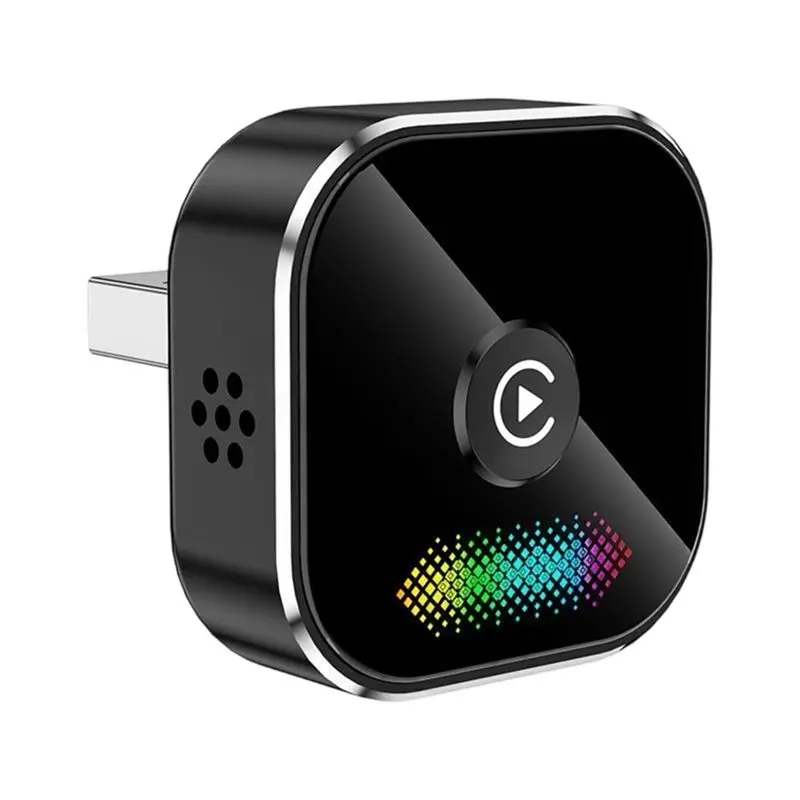 2In1 Wireless Carplay with Voice-activated Gradient Light AI Box Adapter Wired To Wireless, for IPhone IOS and Android Auto