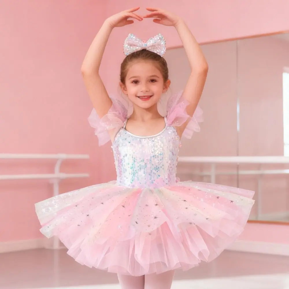 Fashion Sequin Kids Ballet Dress Puffy Party Dress Ballet Tutu Modern Princess Dress Dance