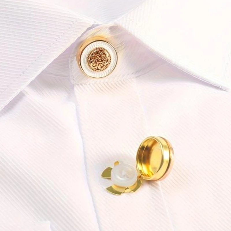 2Pcs Metal Cufflinks Fashion Clothing Decoration Buttons Retro Shirt Button Cover Suit Accessories Christmas Holiday Gifts