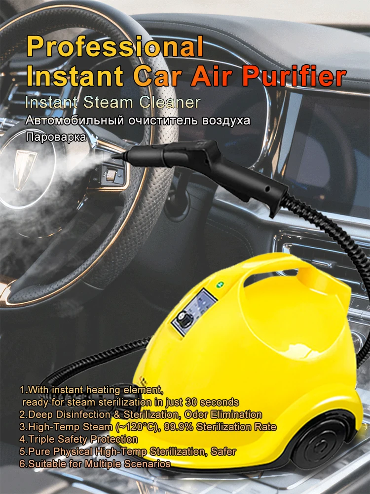 Professional Car Air Purifier High Temperature Steam Sterilization Fresh Air Home Instant Heating Steam Cleaner Car Household