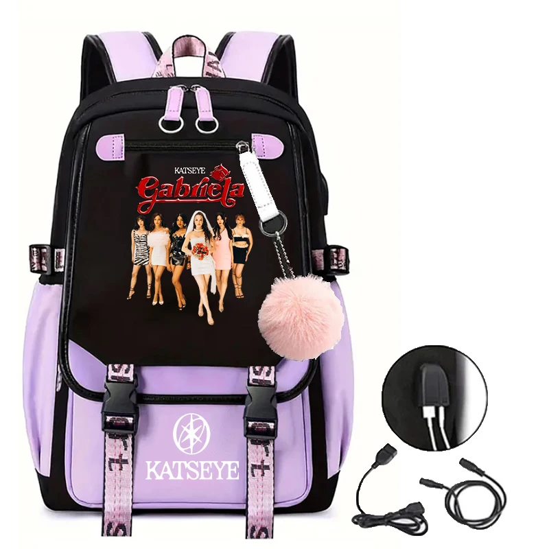 

New KATSEYE Gabriela Printed Backpack Women Fashion Travel Backpacks College Laptop Bagpack High Quality Students School Bag