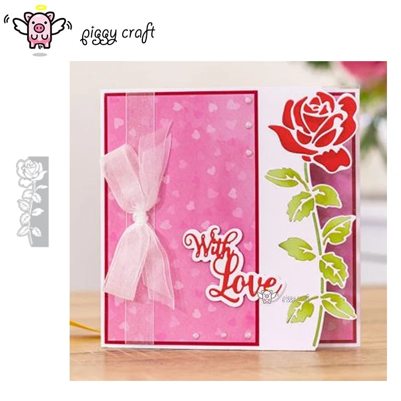 

Piggy Craft металлические штампы для резки, форма для резки, рамка с цветком розы, нож для скрапбукинга, нож для рукоделия, лезвие, трафареты, штампы