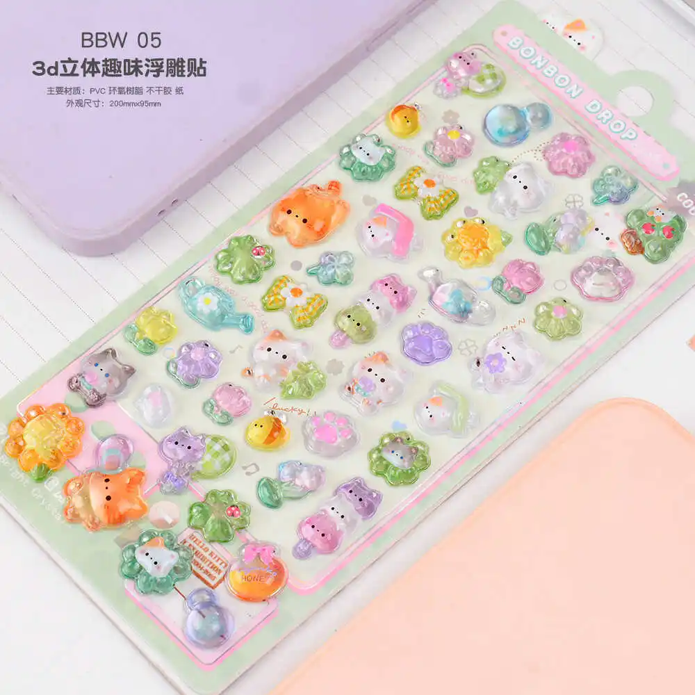 ملصقات كريستال ثلاثية الأبعاد بتصميم حيوان الدب الرائع للأطفال حرفة تزيين للفتيات الصغيرات فن ختم ثلاثي الأبعاد