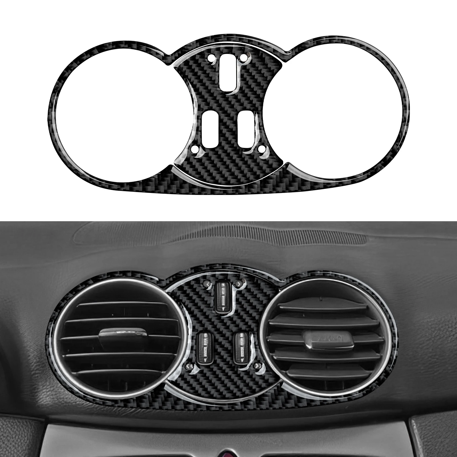 Für Mercedes Benz CLK C209 A209 (2002-2010) Zierleisten-Zubehör. Kohlefaser-Innenaufkleber. Auto-Mittelkonsole Lüftungsgitter-Panel