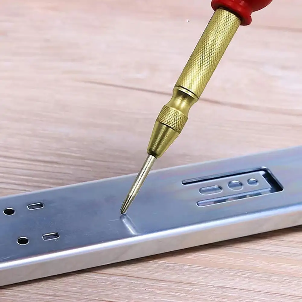 التلقائي الربيع تحميل مركز لكمة المعادن الناخس الصلب ثقب الذاتي دبوس علامة الربيع تحميل دنت ماركر أداة اليد نجار #2