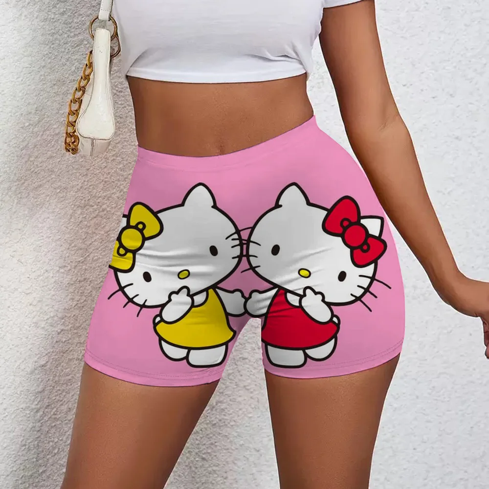 Olá kitty correndo shorts feminino hip levantamento de peso ginásio collants feminino bicicleta emagrecimento shorts cintura alta yoga shorts